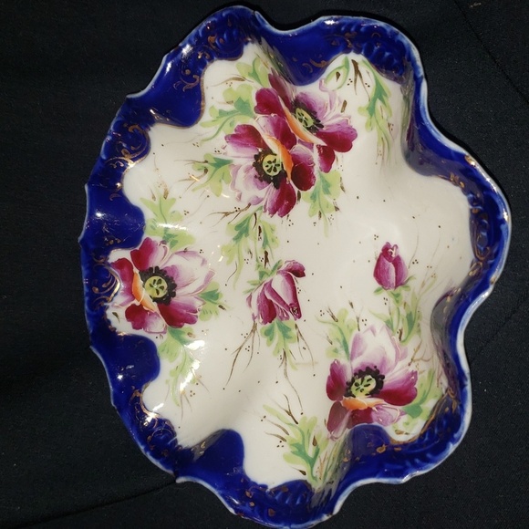 Vintage Handpainted Japanese Style Bone China Candy Wavey Dish - Picture 1 of 6